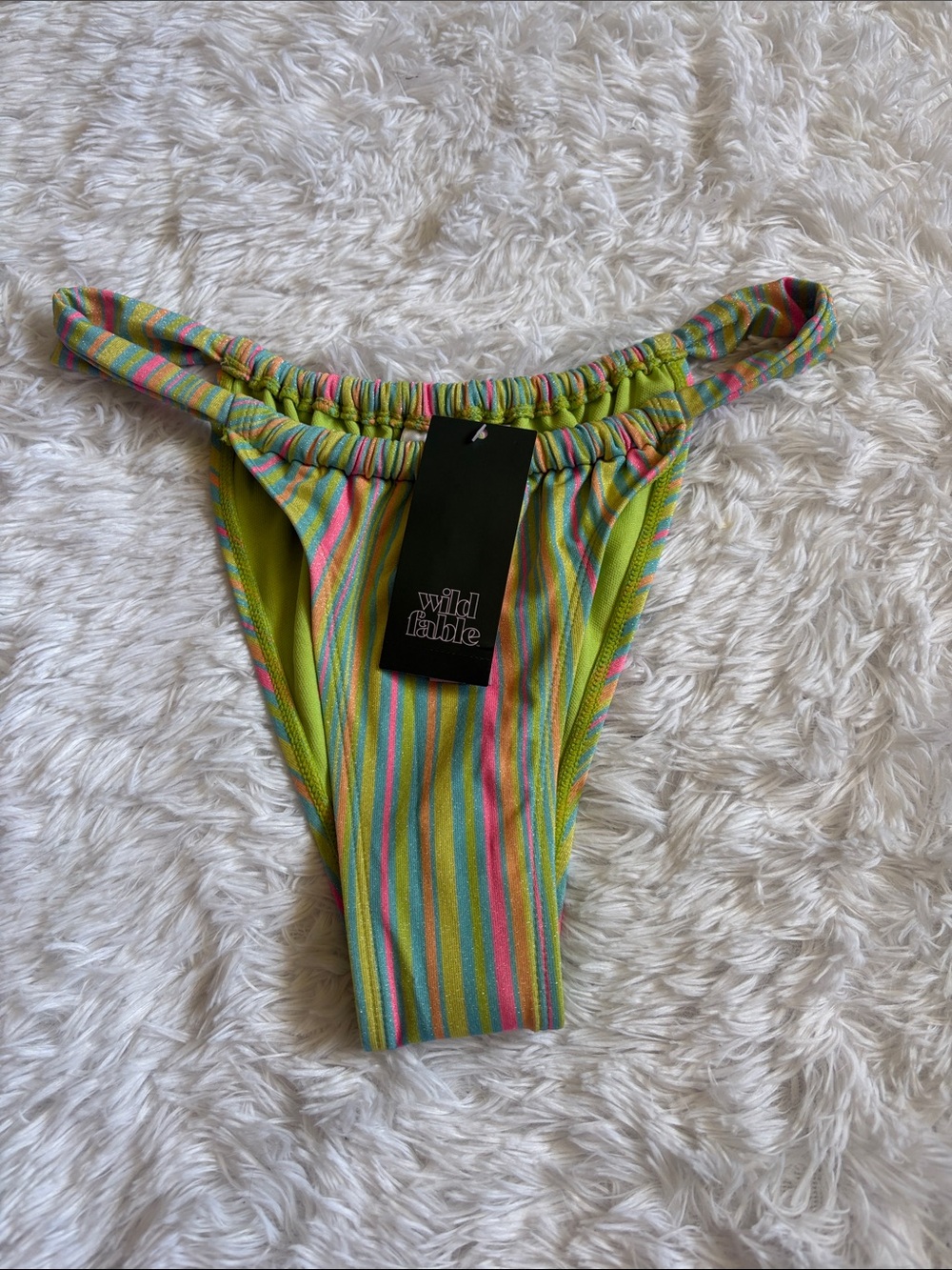 NWT Wild Fable Multi Color Striped Sparkly Swim Bottoms Size XS